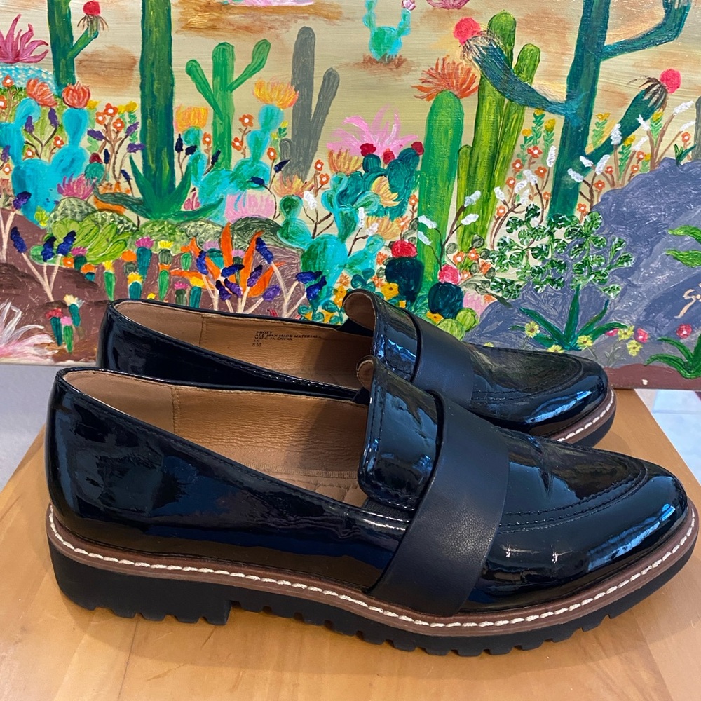 Adrienne Vittadini Proxy Loafer Patent Pleather, Flats, Pointed Toe, Black, 8M - Picture 3 of 10